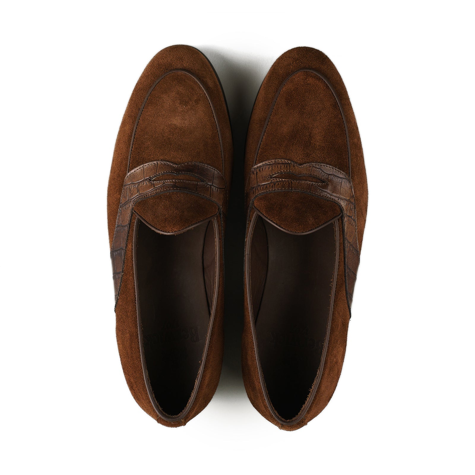 Trendora™ - Polo suede w/ faux croc strap loafers