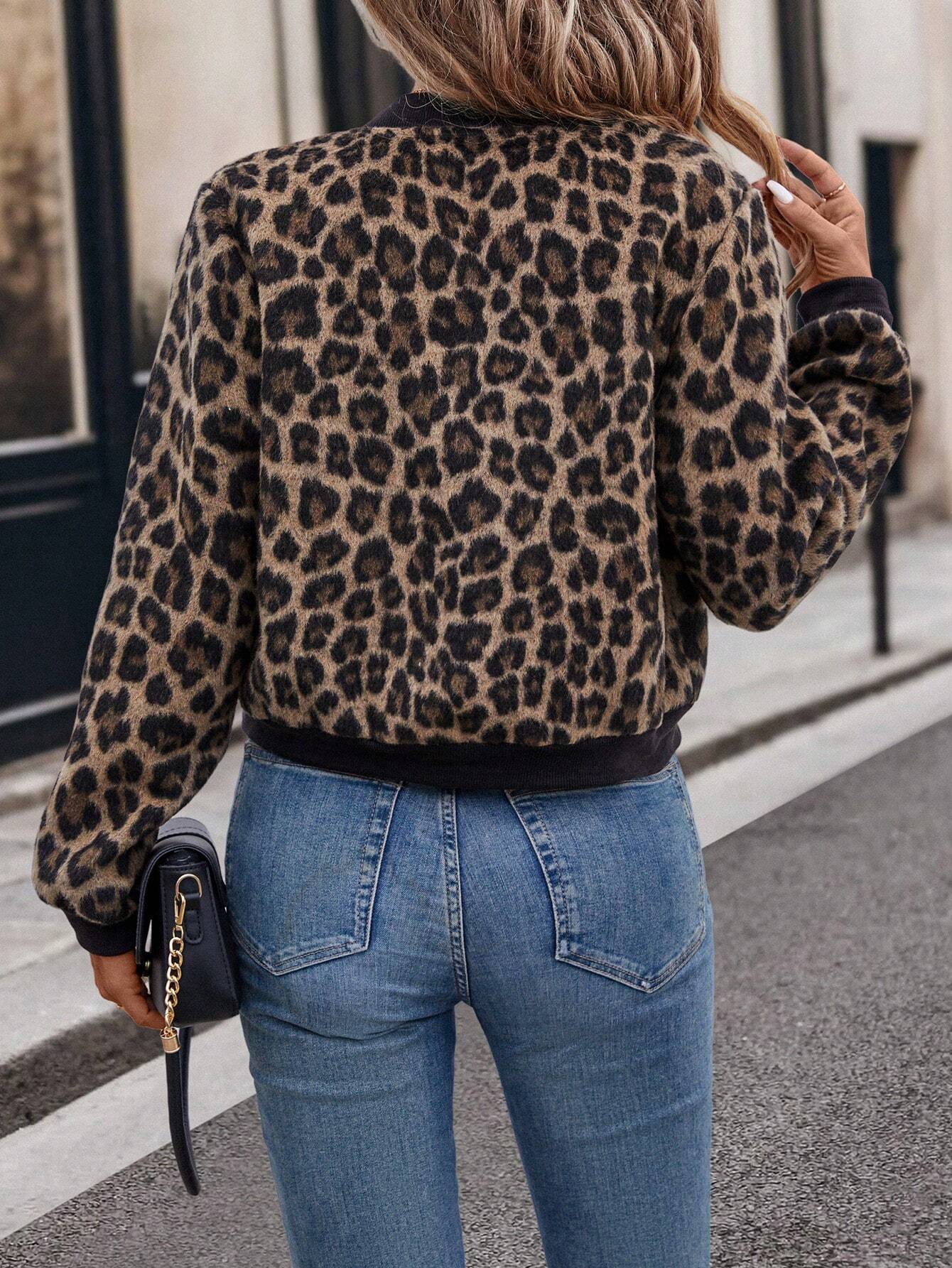 Chloe™ - Short leopard bomber jacket