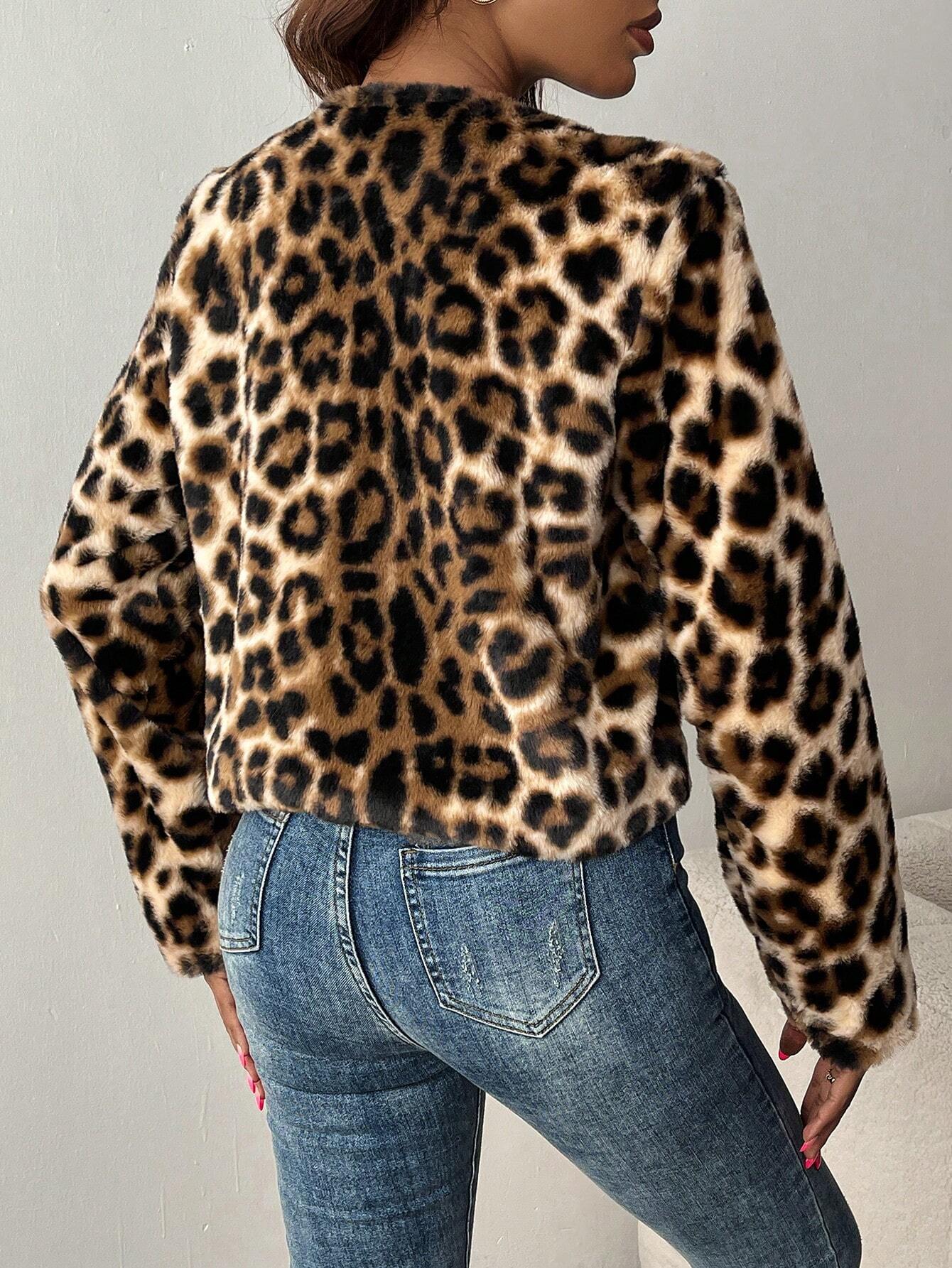 Lynn™ - Rabbit hair & leopard print jacket