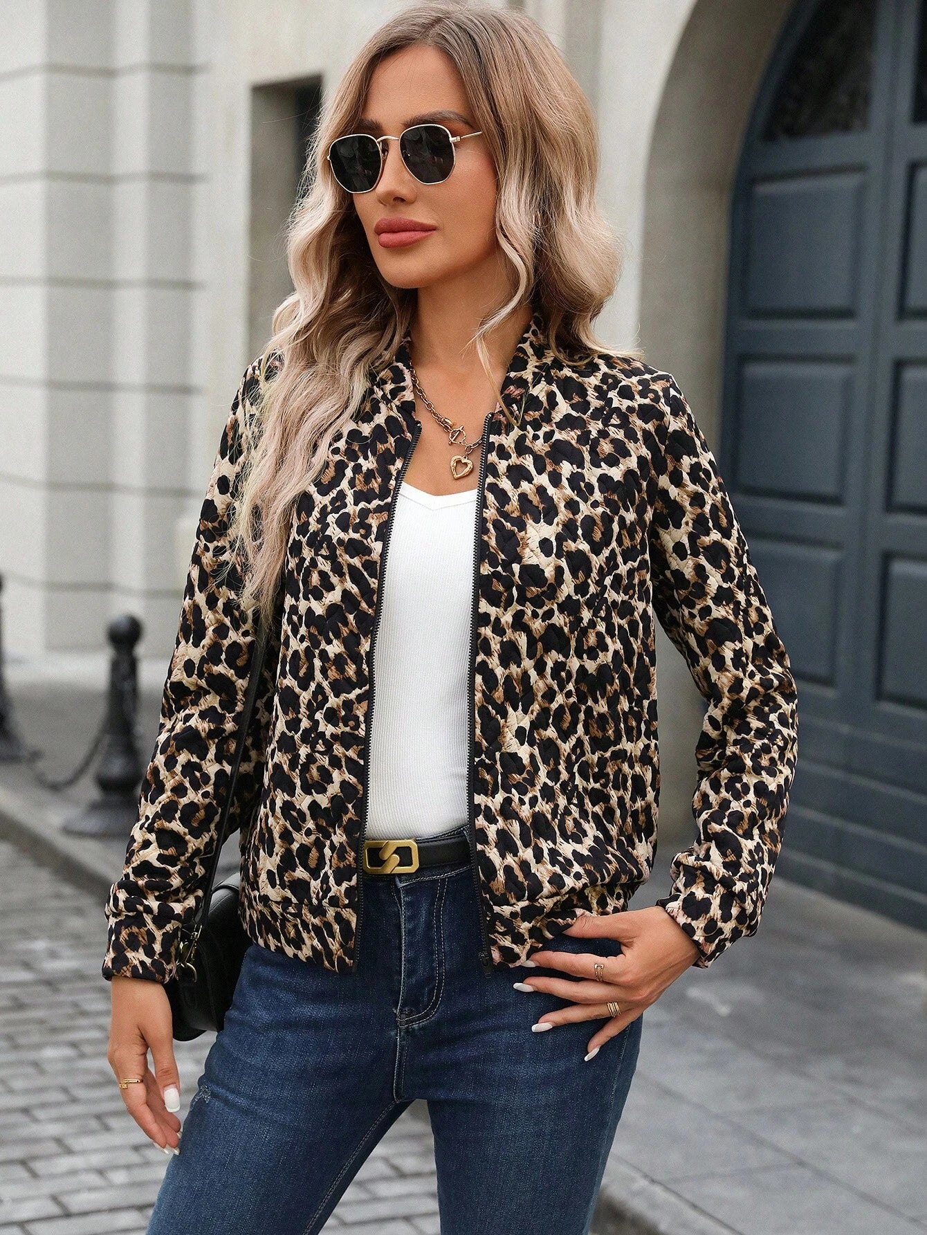 Sophia™ - Spring leopard baseball jacket